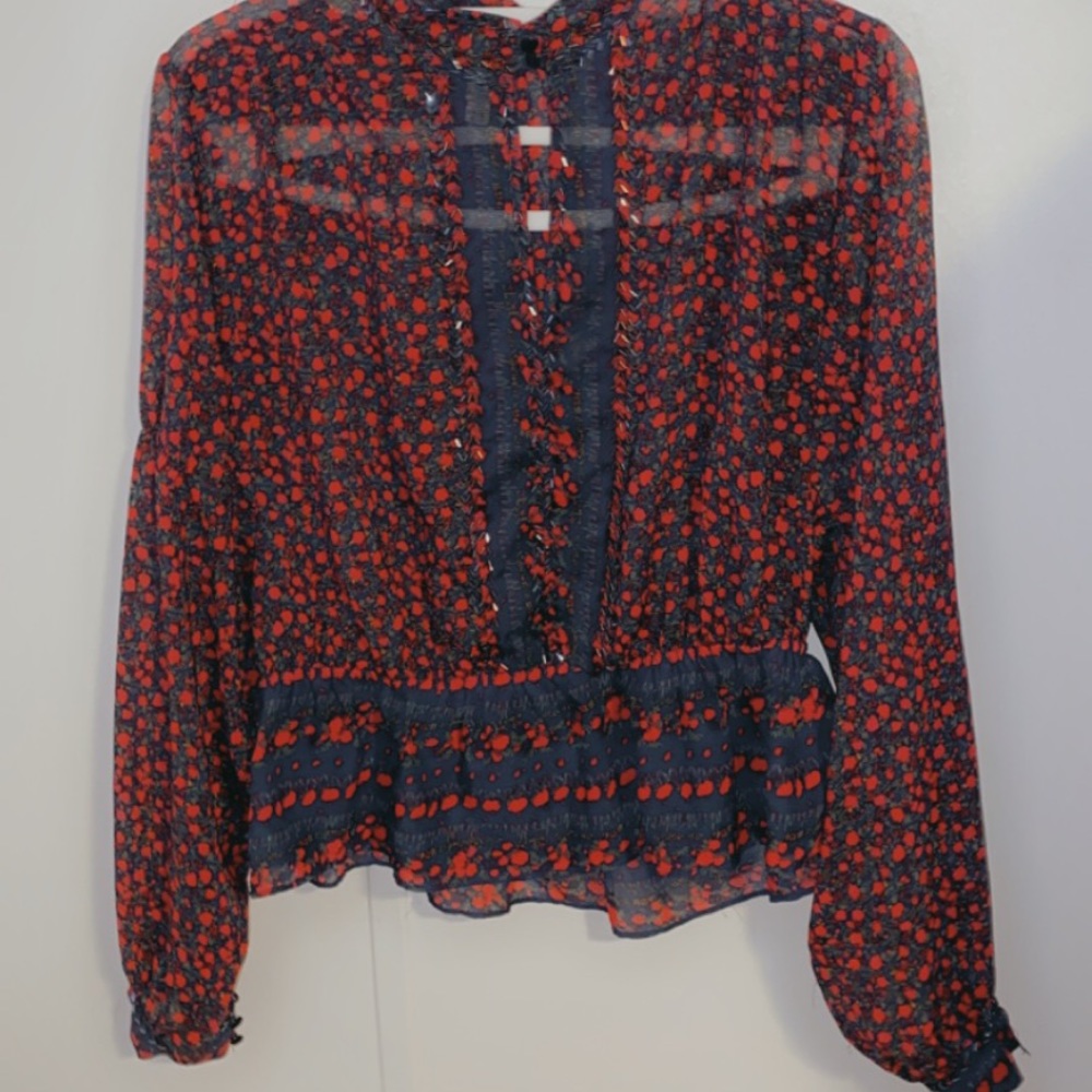 free people sheer longlseeve blouse